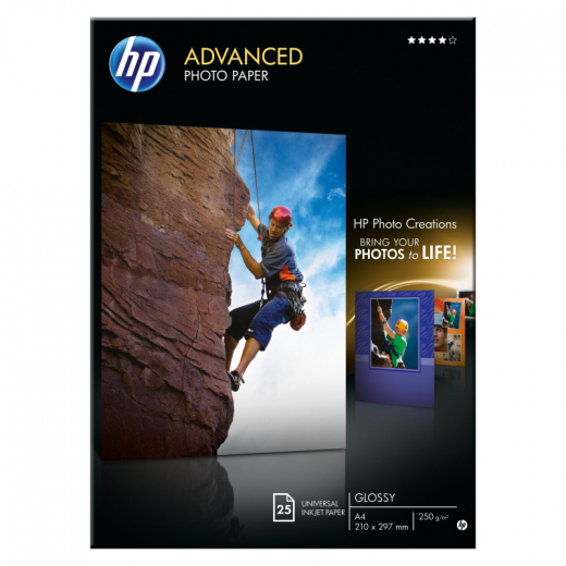 HP Fotopapier Advanced Q5456A DIN A4 250g weiß 25 Bl./Pack., - 456352