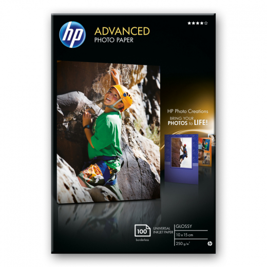 HP Fotopapier Advanced Q8692A 10x15cm 250g 100 Bl./Pack.,