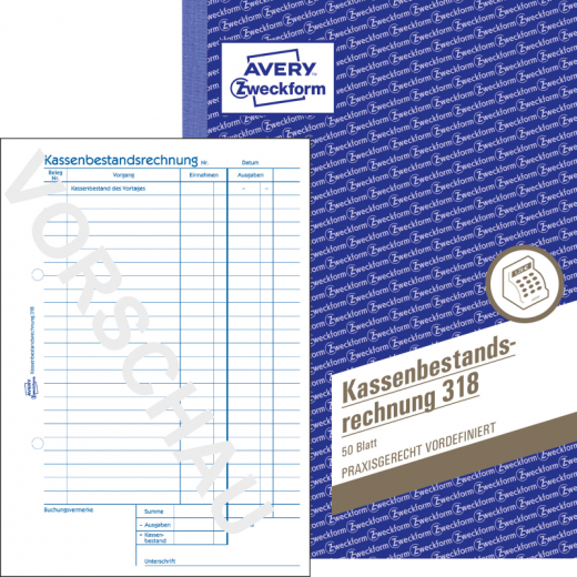 Avery Zweckform Kassenbericht 318 DIN A5 50Blatt,