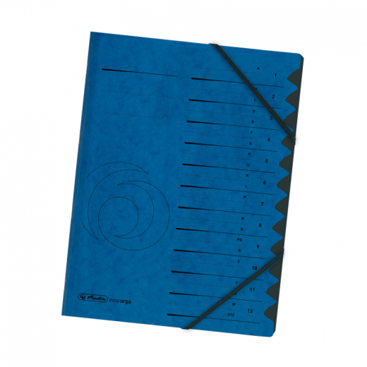 Herlitz Ordnungsmappe 10843316 DIN A4 12 Fächer Karton blau, - 167800