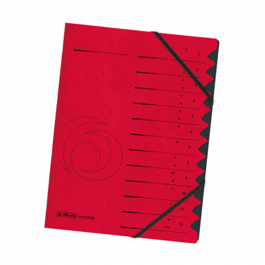 Herlitz Ordnungsmappe 10843324 DIN A4 12 Fächer Karton rot, - 203892