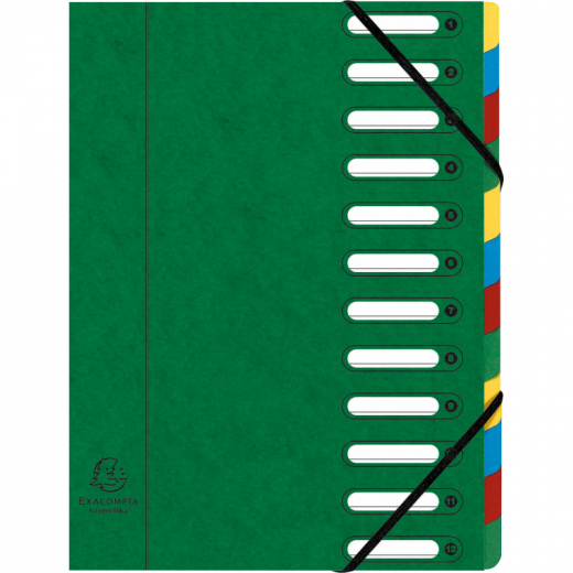 Exacompta Ordnungsmappe Harmonika 55123E DIN A4 12Fächer grün,