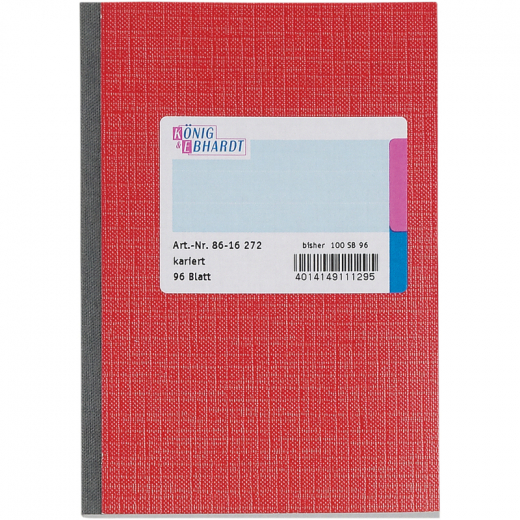 König & Ebhardt Kladde 8616272 DIN A6 kariert 96Blatt rot, - KOE8616272