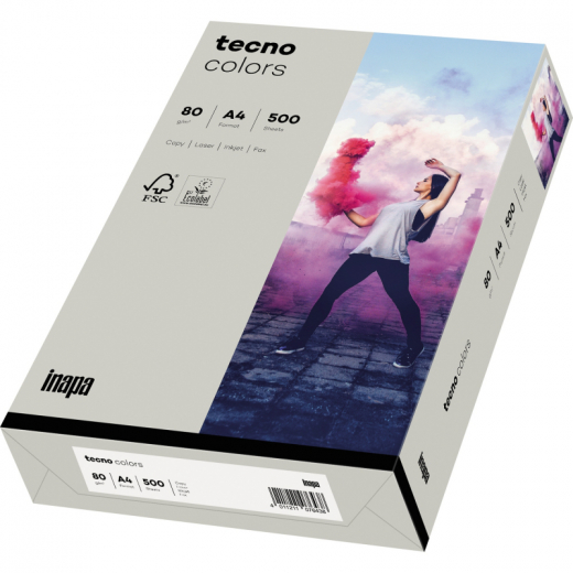 inapa tecno Kopierpapier colors 2100011393 A4 80g grau 500Bl./Pack., - 204651010