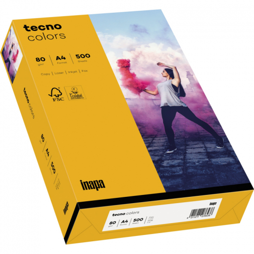 inapa tecno Kopierpapier colors 2100011411 A4 80g m.orange 500 Bl.,