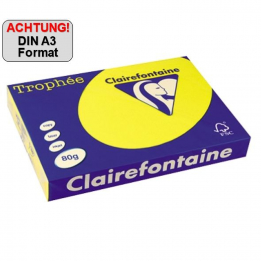 Clairefontaine Kopierpapier 1887C A3 80g kanariengelb 500Bl., - 225662