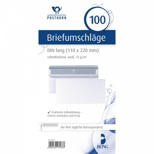 POSTHORN Briefumschlag 01220617 DL oF sk 75g ws 100 St./Pack., - 327008101