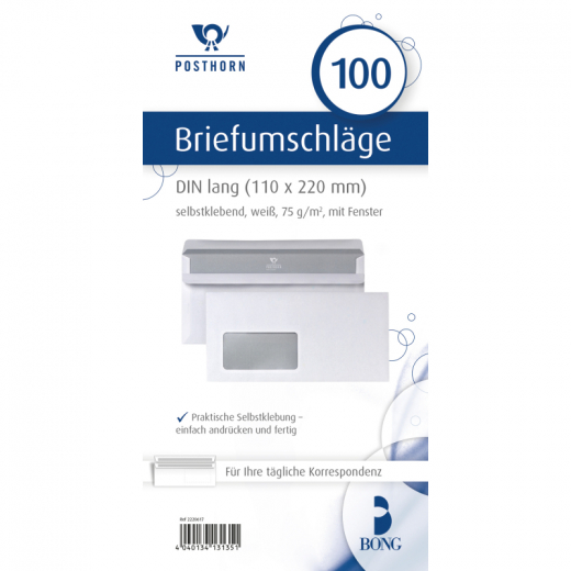 POSTHORN Briefumschlag 02220617 DIN lang mF sk 75g ws 100 St./Pack., - 327254701