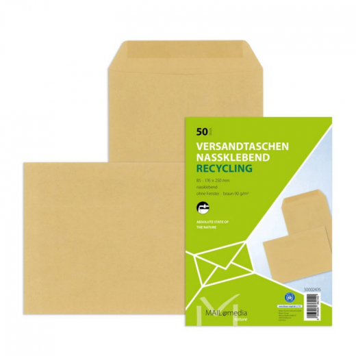 MAILmedia Versandtasche 30002476 B5 nk 90g braun 50St./Pack., - 42712556