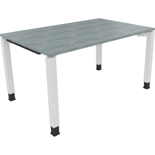 Schreibtisch Vierfuß Quadratrohr B1400xT900xH680-820 ws/Beton hell,