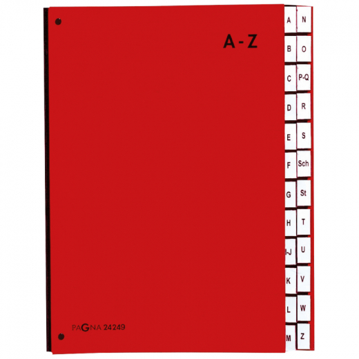 PAGNA Pultordner 24249-01 DIN A4 A-Z 24Fächer Polypropylen rt, - PAG24249RT