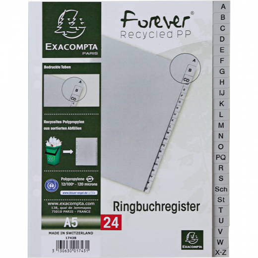 Exacompta Register 1743B A5 PP A-Z grau, - 121003780