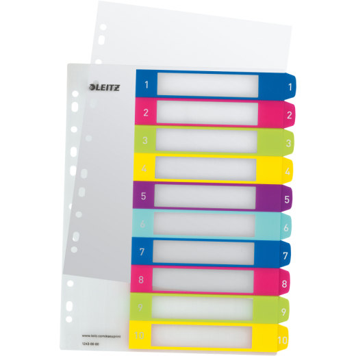 Leitz Register WOW 12430000 DIN A4 1-10 volle PP Höhe farbig, - 308317