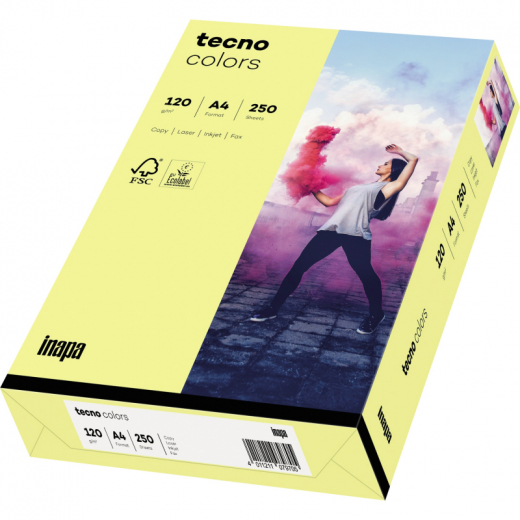 inapa tecno Kopierpapier Colors 2100011341 A4 120g hellgelb 250Bl., - 204653042