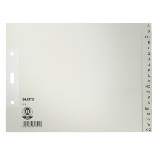 Leitz Register 12100085 A-Z DIN A4 24x18cm 20teilig Papier grau, - 767270