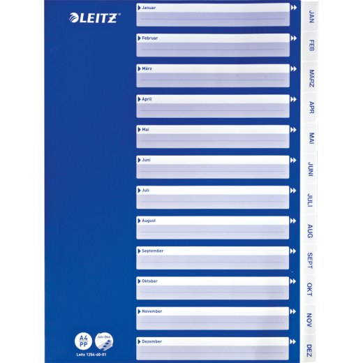 Leitz Plastikregister Jan-Dez 12546001 A4 PP ws, - 80125400