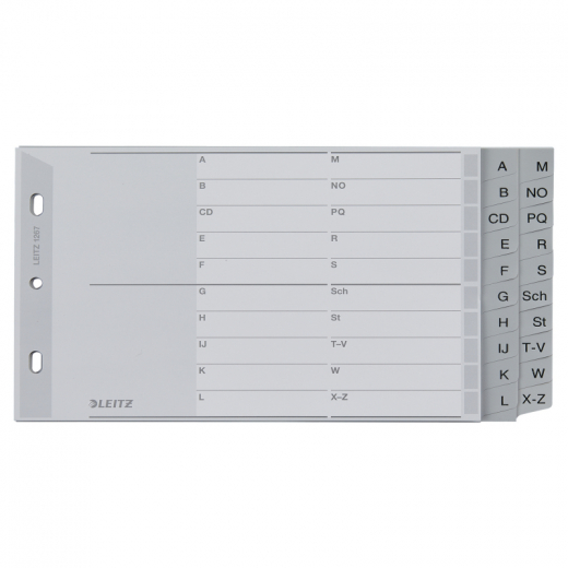 Leitz Register 12670000 DIN A5 quer A-Z 20Bl. PP grau, - 812993