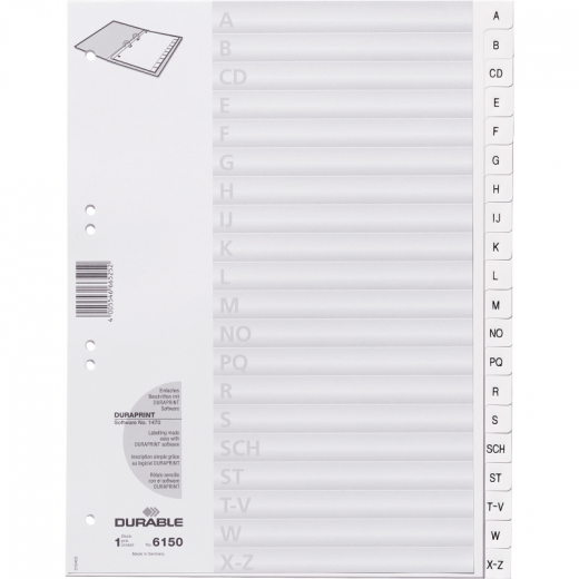 DURABLE Ordnerregister 615002 DIN A4 A-Z geprägte Taben ws, - 9615002