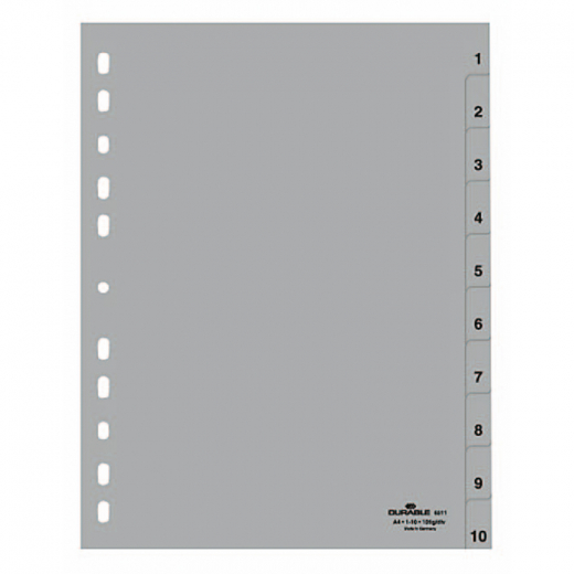 DURABLE Ordnerregister 651110 für A4 1-10 10tlg geprägte Taben,