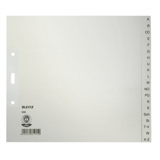 Leitz Register 12000085 A-Z DIN A4 24x21cm 20teilig Papier grau, - LEI1200