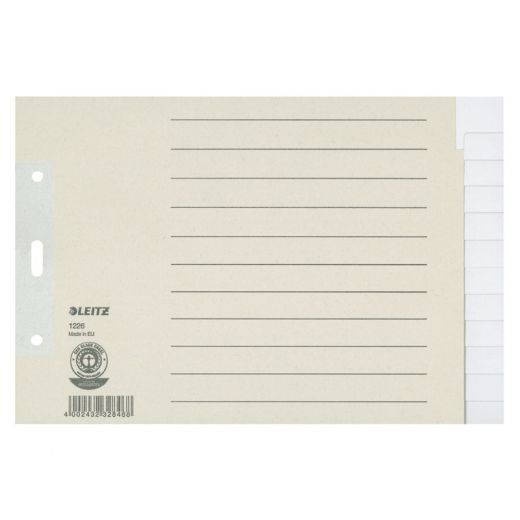 Leitz Register 12260085 DIN A5 quer blanko volle Höhe 100g Papier grau, - LEI1226