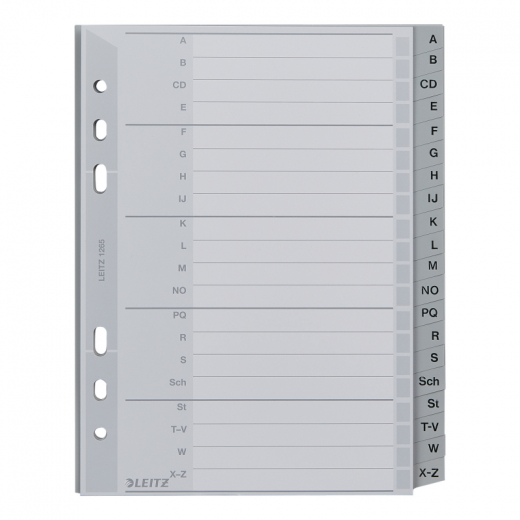 Leitz Register 12650000 A-Z DIN A5 16,5x21cm 20Bl. PP grau, - LEI1265