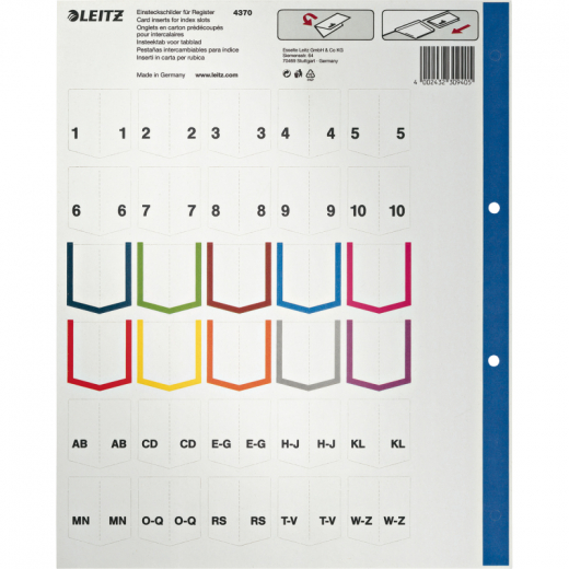 Leitz Register 12740000 blanko DIN A4 12teilig PP grau, - LEI1274