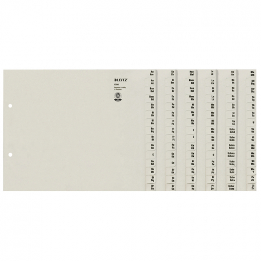 Leitz Registerserie 13060085 DIN A4 A-Z für 6Ordner Tauenpapier grau, - LEI1306