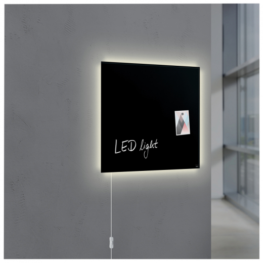 Glas-Magnetboard Artverum LED GL400 480x480x15mm schwarz, - SIGGL400