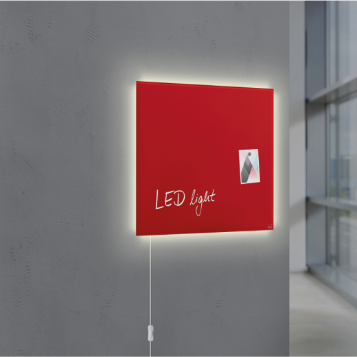 Glas-Magnetboard Artverum LED GL402 480x480x15mm rot, - SIGGL402