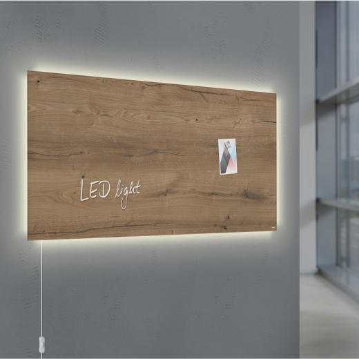 Glas-Magnetboard Artverum LED GL408 910x460x15mm Natural-Wood, - SIGGL408