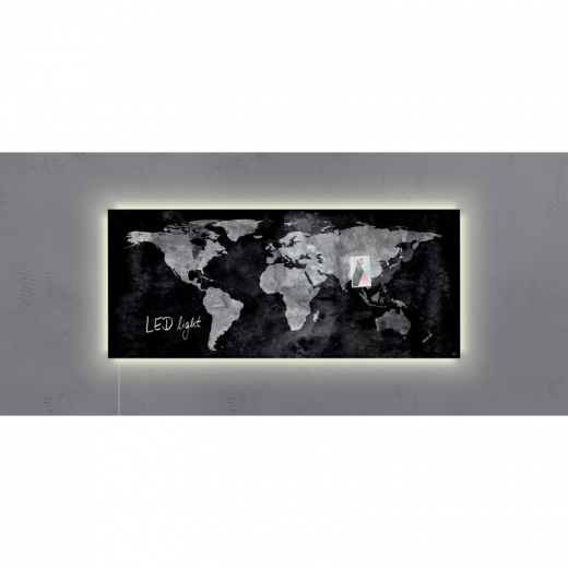 Glas-Magnetboard Artverum LED GL410 1300x550x15mm World Map, - SIGGL410