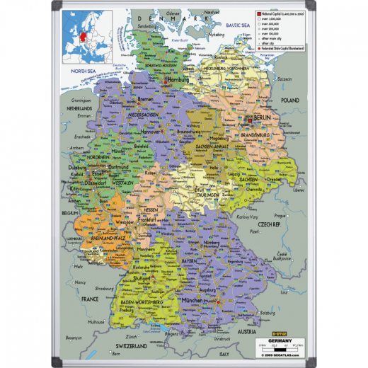 Bi-office Magnettafel MAP0101002 Deutschlandkarte 120x90cm, - 150030100