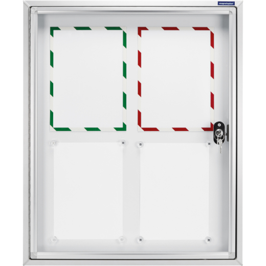 magnetoplan Schaukasten CC 1214100 90x79cm 6xDIN A4 Aluminium ws, - HOL1214100