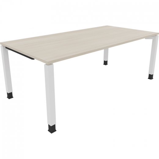 Schreibtisch Vierfuß Quadratrohr B2000xT1000xH680-820 ws/Akazie hell,