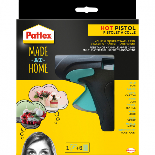 Pattex Heißklebepistole HOT PISTOL PMHHS +6x20g Heißklebesticks, - STA9HPMHHP