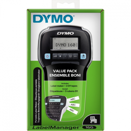 DYMO Beschriftungsgerät 160 Label Maker 2142992 +3 D1 Tapes, - DYM2142992