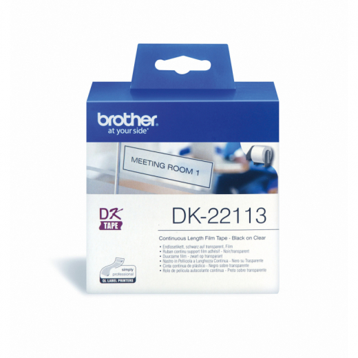 Brother Schriftbandkassette DK22113 62mmx15,24m schwarz auf transparent,