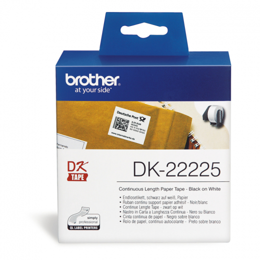 Brother Endlosetikettenrolle DK22225 30,48mx38mm Papier ws, - BRODK22225