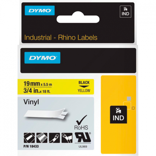 DYMO Schriftbandkassette Rhino ID1 18433 19mmx5,5m sw auf ge,