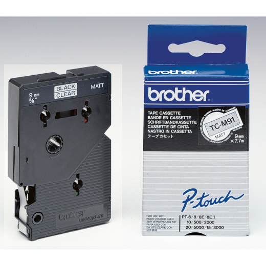 Brother Schriftbandkassette TCM91 9mmx7,7m laminiert sw auf fl, - 778523