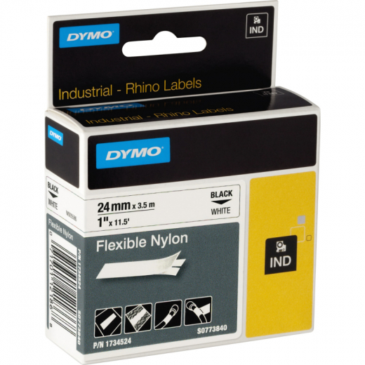 DYMO Schriftbandkassette 1734524 IND 24mmx3,5m schwarz auf weiß, - 80913840