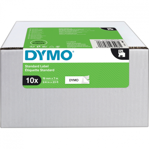 DYMO Schriftbandkassette D1 2093098 19mmx7m sw auf ws 10St., - DYM2093098