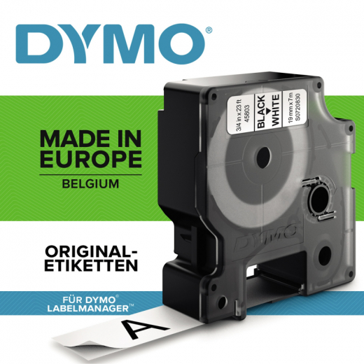 DYMO Schriftbandkassette D1 S0720680 9mmx7m schwarz auf weiß, - DYMS0720680