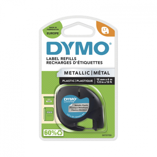 DYMO Schriftbandkassette LetraTag S0721730 12mmx4m sw auf si,