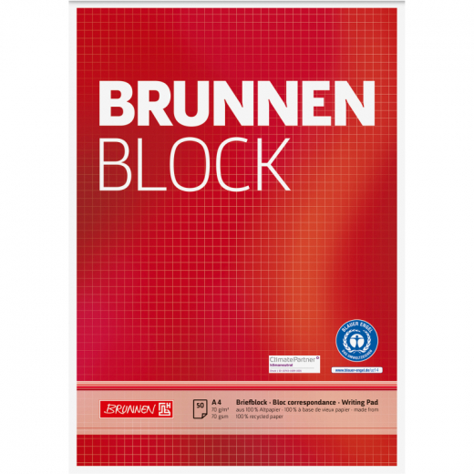 BRUNNEN Briefblock RCP 105261801 DIN A4 50Blatt kariert, - 111001402