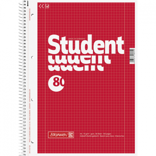 BRUNNEN Collegeblock Student 1067928 DIN A4 80Bl. Lin28 kariert,