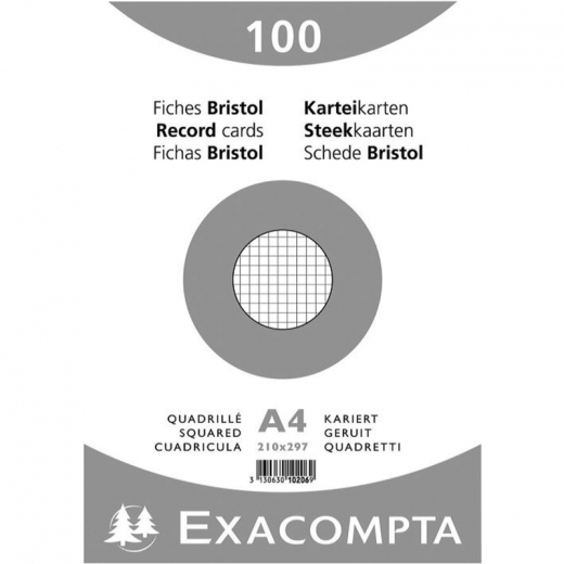 Exacompta Karteikarte 10206E DIN A4 kariert weiß 100 St./Pack.,