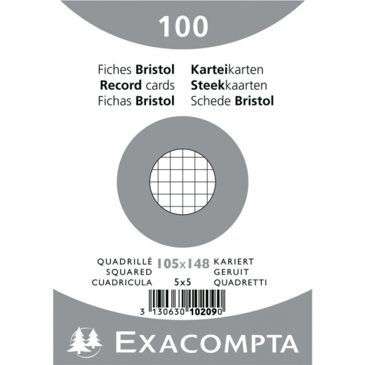 Exacompta Karteikarte 10209E DIN A6 kariert weiß 100 St./Pack.,