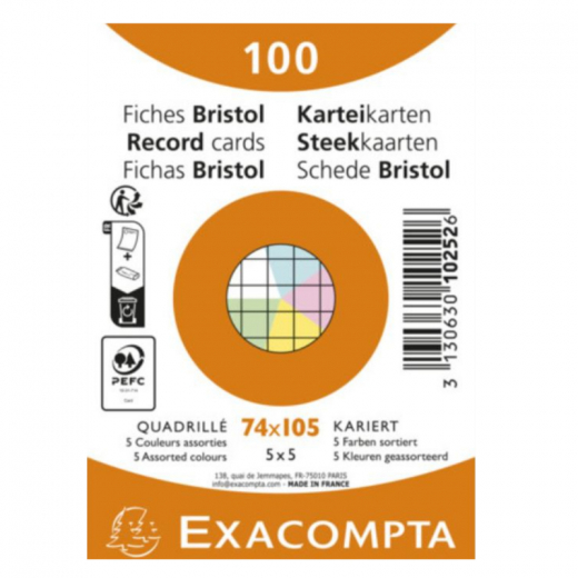 Exacompta Karteikarte 10252E A7 kariert sort. 100St., - 145002699